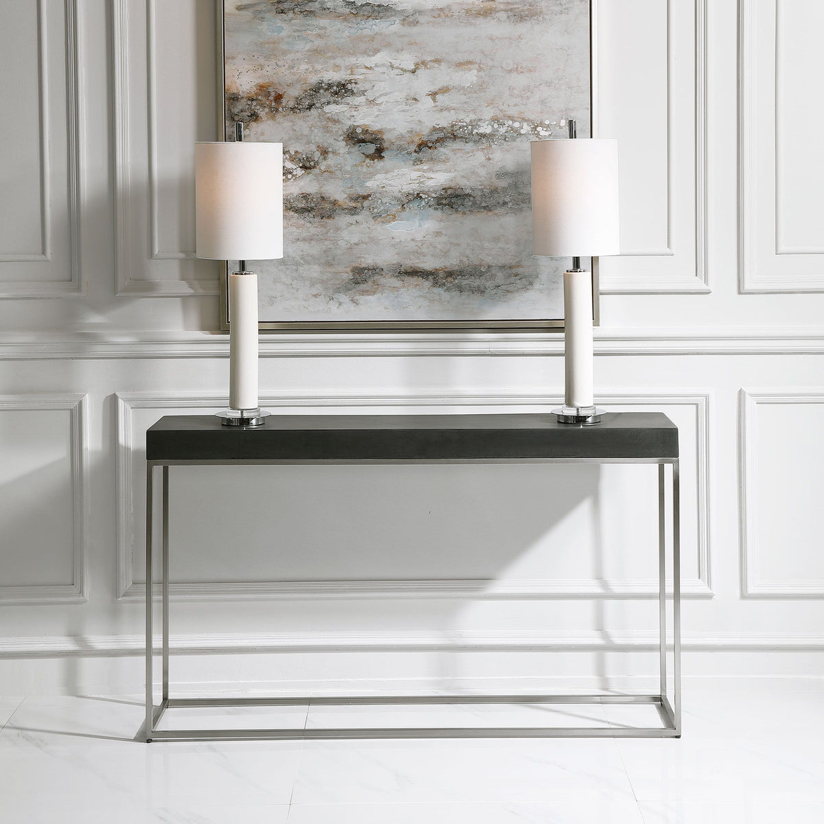 Jase Concrete Console Table - Black / Silver by Uttermost - View 2
