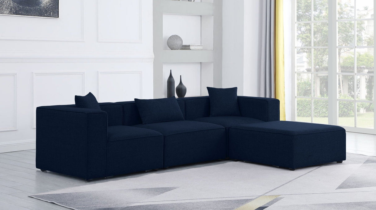 Cube - Modular Sectional 4 Piece - Navy - Fabric | Home Elegance USA