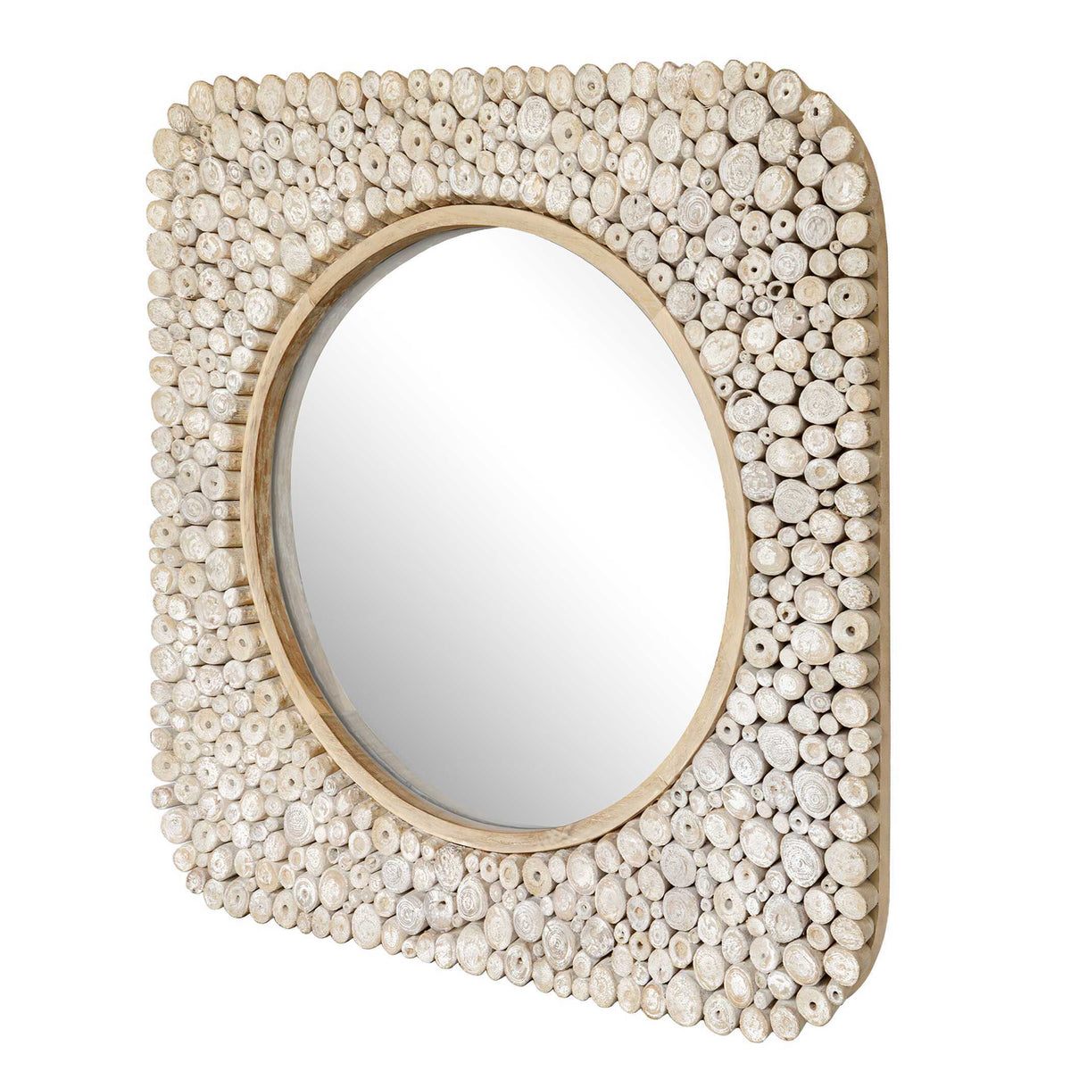 Merak Teak Mosaic Mirror Woodtone - Light Brown by Uttermost - View 2