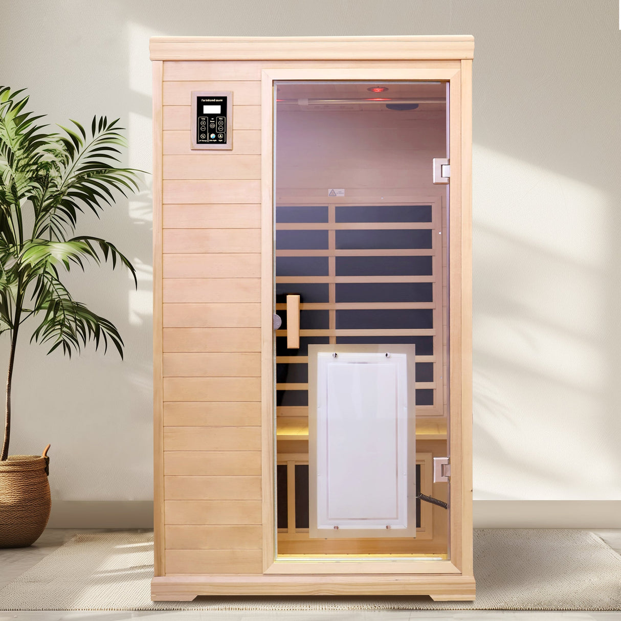 Two-Person Far-Infrared Hemlock Indoor Sauna Room with Bluetooth & LED Lights - sold by Home Elegance USA