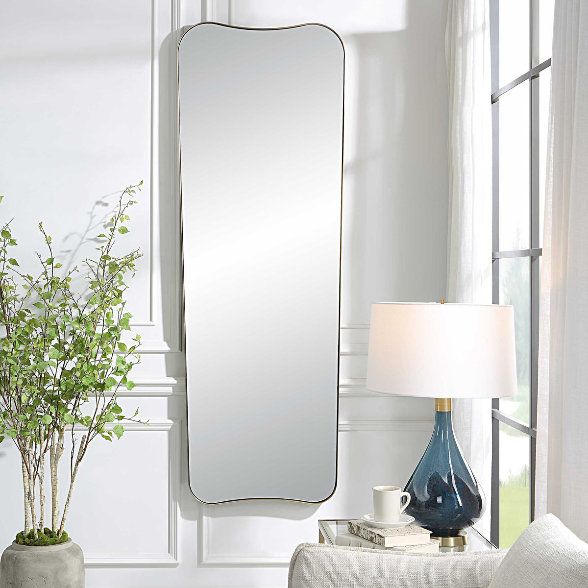 Belvoir Large Mirror Antique Brass - Yellow by Uttermost - View 3