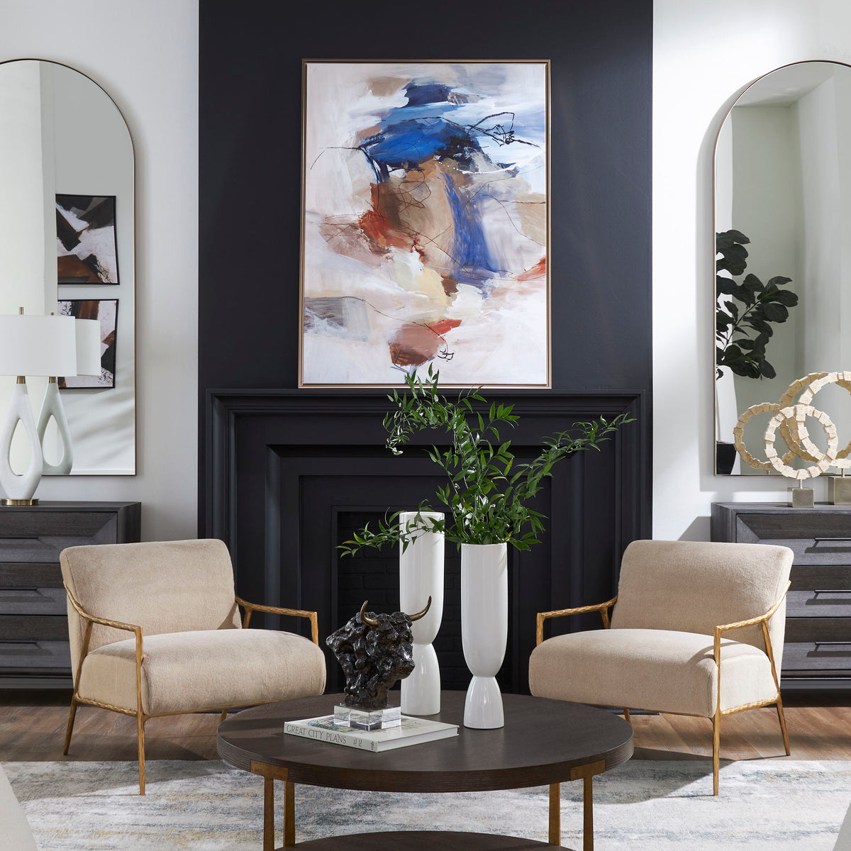 Subtle Nuances Framed Abstract Art - Blue by Uttermost - View 2