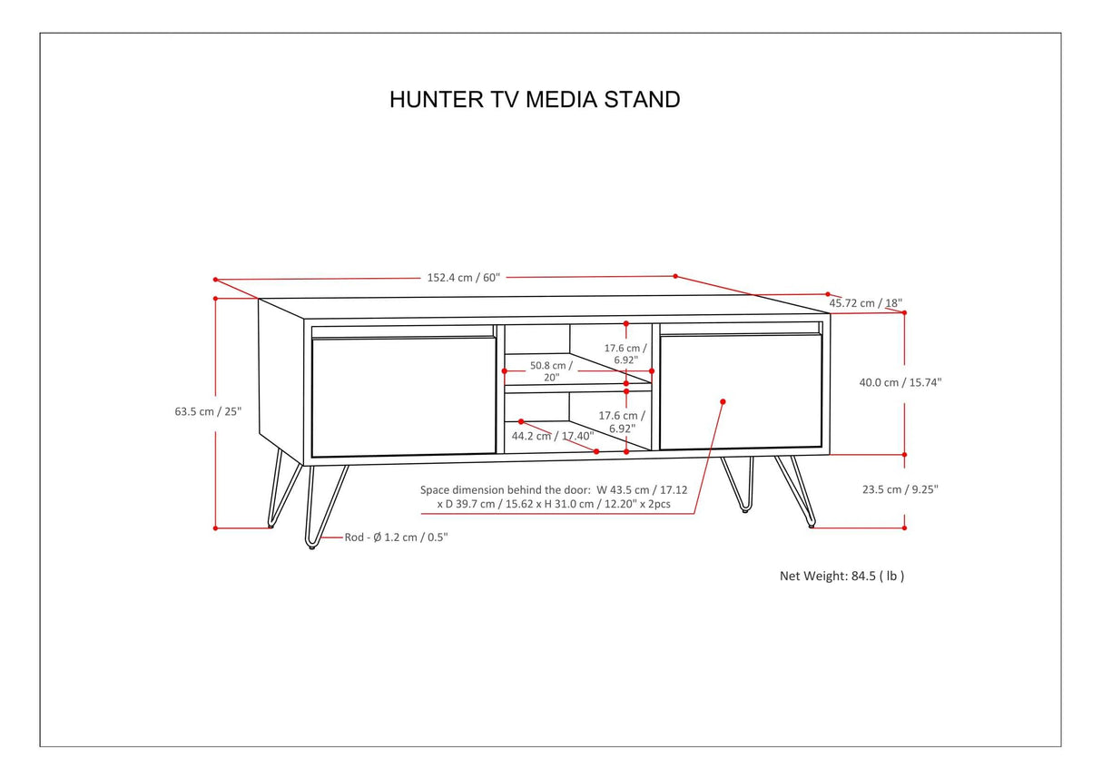 Hunter 60 inch Wide Solid Mango Wood TV Stand in Natural For TVs up to 65 inches - sold by Home Elegance USA