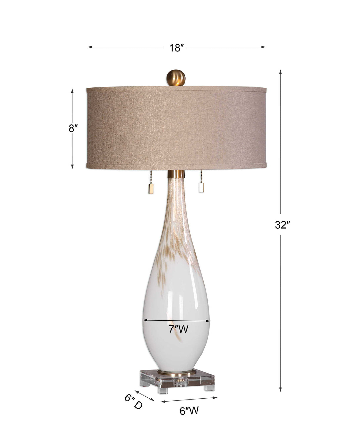 Cardoni Glass Table Lamp - White / Beige by Uttermost - View 8