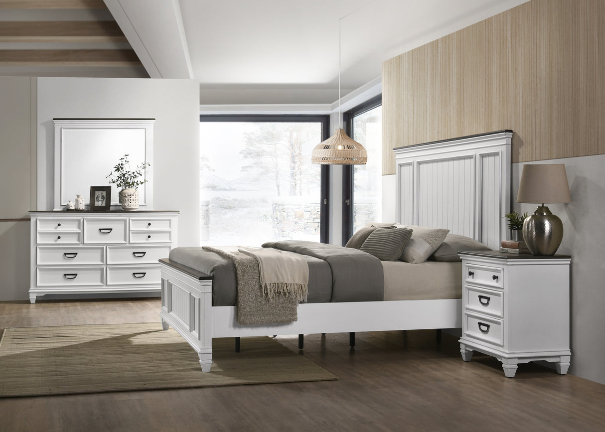 Clelane Wood Bedroom Set with Shiplap Panel Queen Bed, Dresser, Mirror, and Nightstand - sold by Home Elegance USA