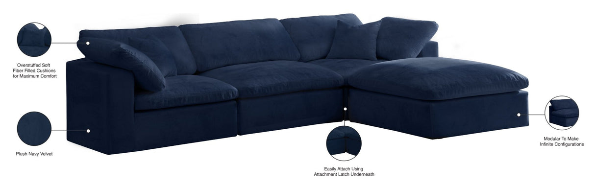 Cozy - Modular Sectional 4 Piece Cloud - Navy | Home Elegance USA