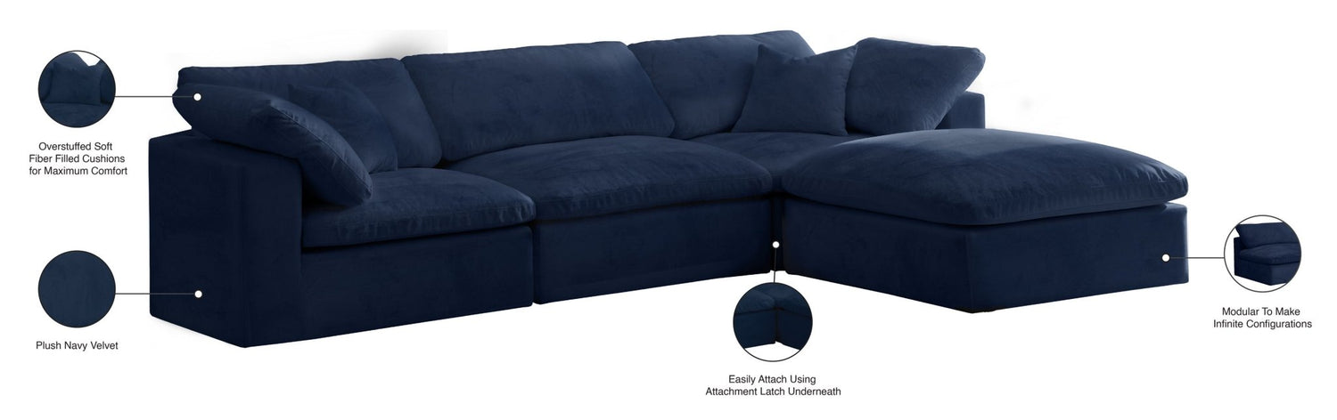 Cozy - Modular Sectional 4 Piece Cloud - Navy | Home Elegance USA