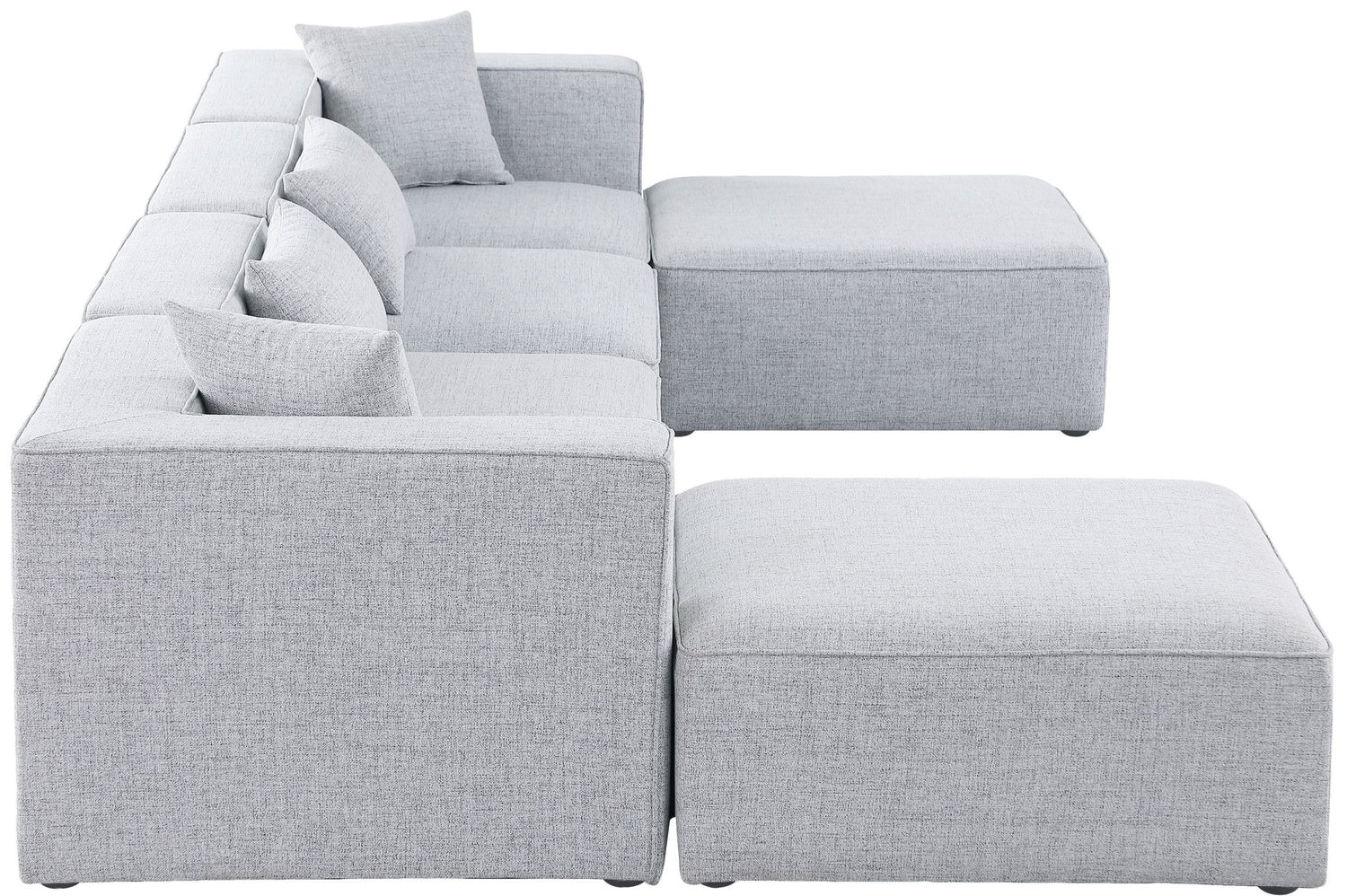 Cube - Modular Sectional 6 Piece - Gray - Fabric - Modern & Contemporary | Home Elegance USA