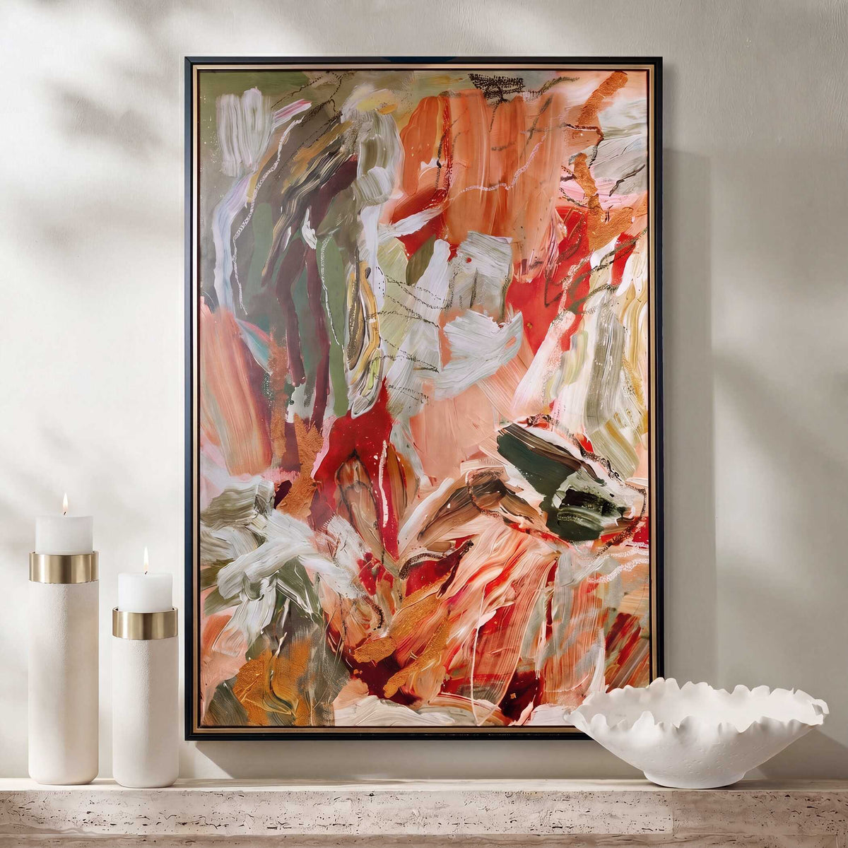 Garden City Abstract Art Green / Orange / Pink - Orange / Green by Uttermost - View 2