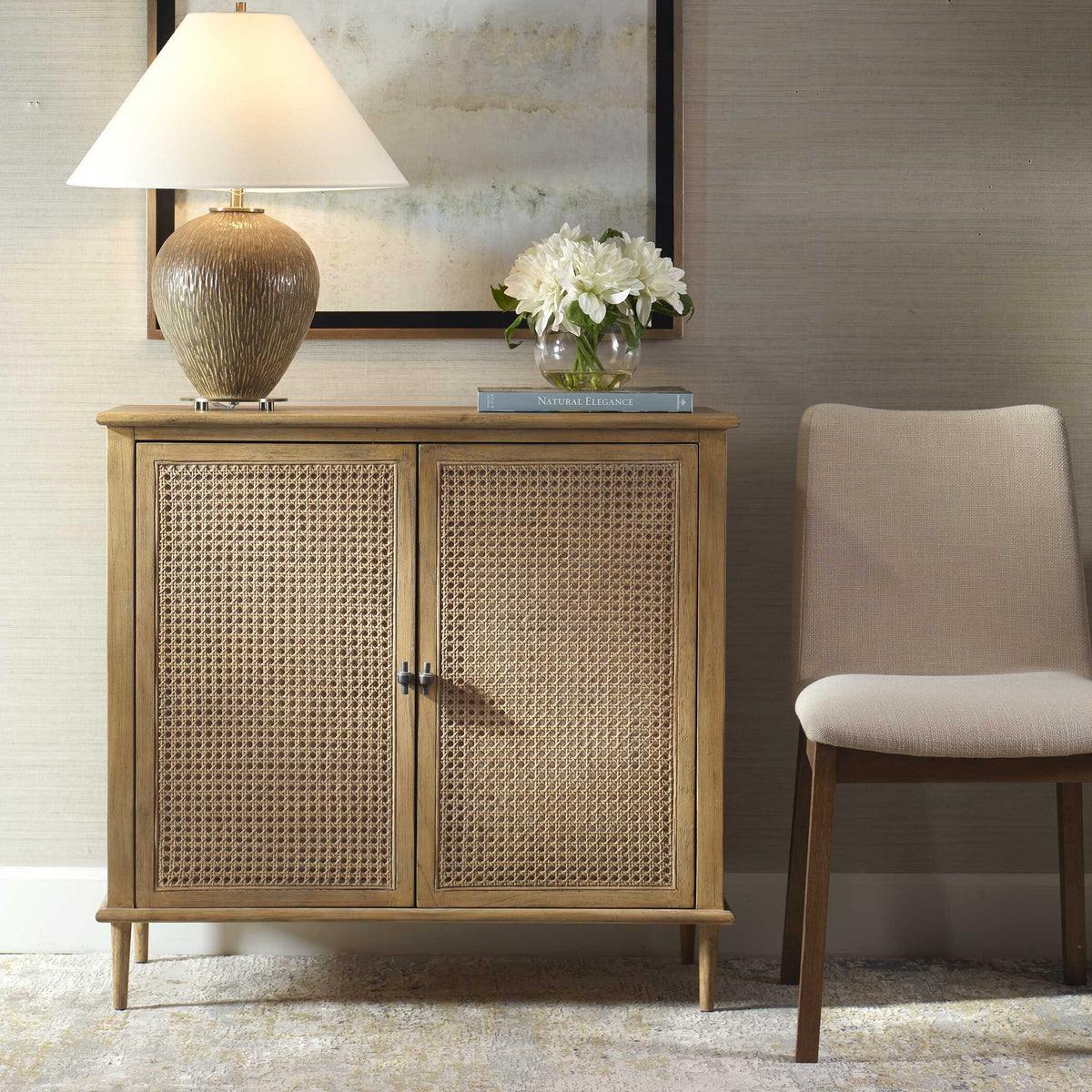 Coast 2 Door Rattan Cabinet Woodtone - Light Brown by Uttermost - View 2