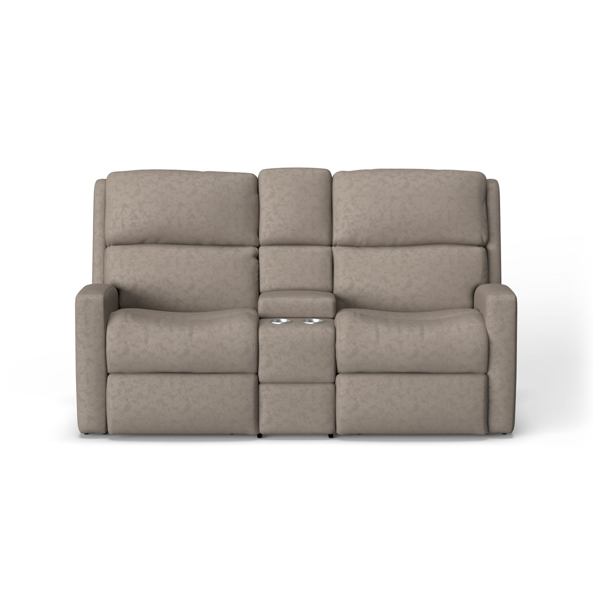Catalina Transitional Leather Power Reclining Loveseat With Console & Power Headrests | Flexsteel