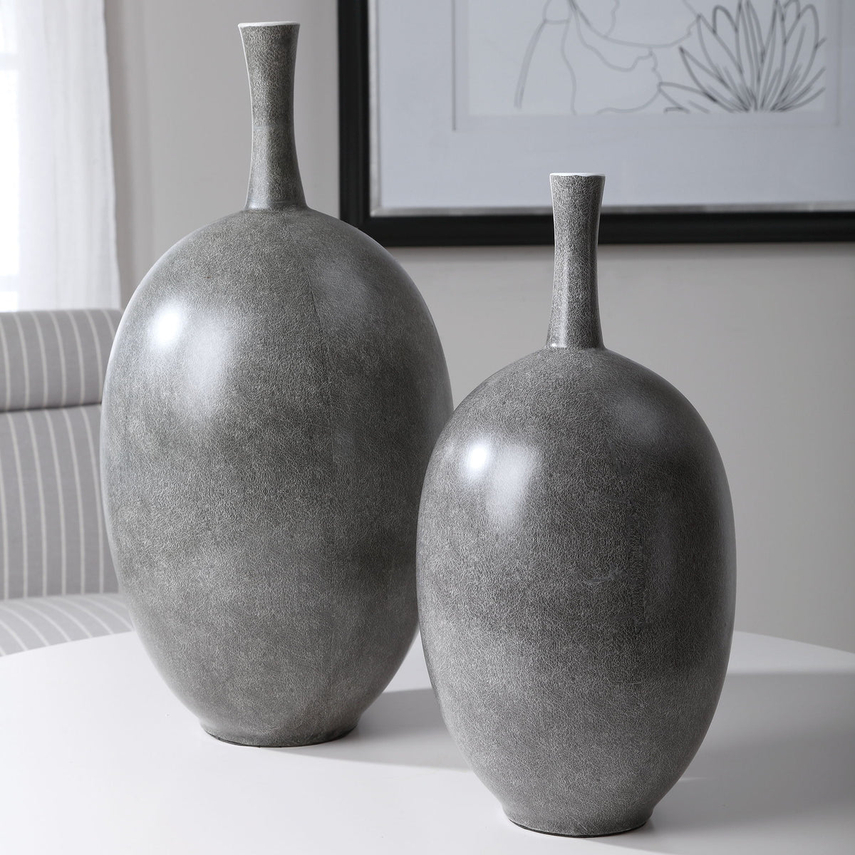 Riordan Modern Vases (Set of 2) - Black / White by Uttermost - View 5