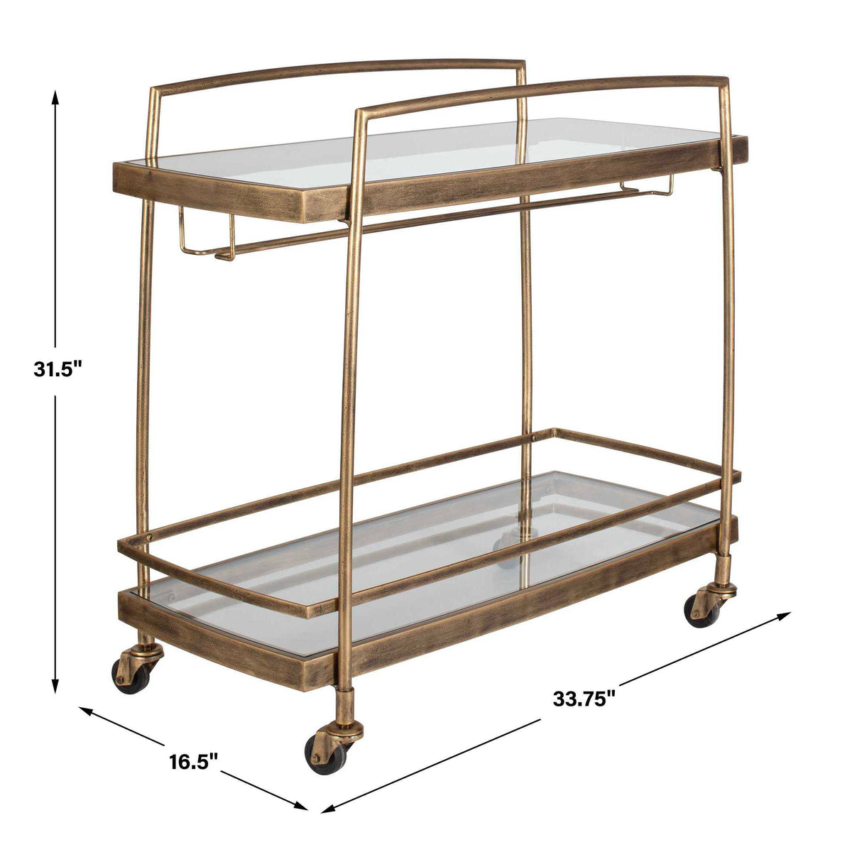Scarritt Bar Cart Antique Brass - Gold by Uttermost - View 7
