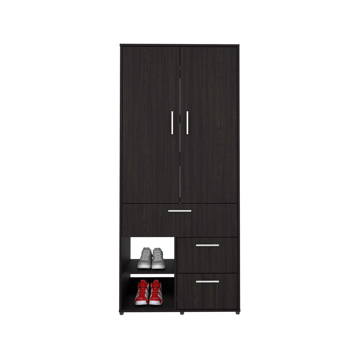 Armoire 70.90' H, 2 Doors, 3 Drawers, 2 Shelves, 6 Legs, Black Wengue - Bedroom - sold by Home Elegance USA