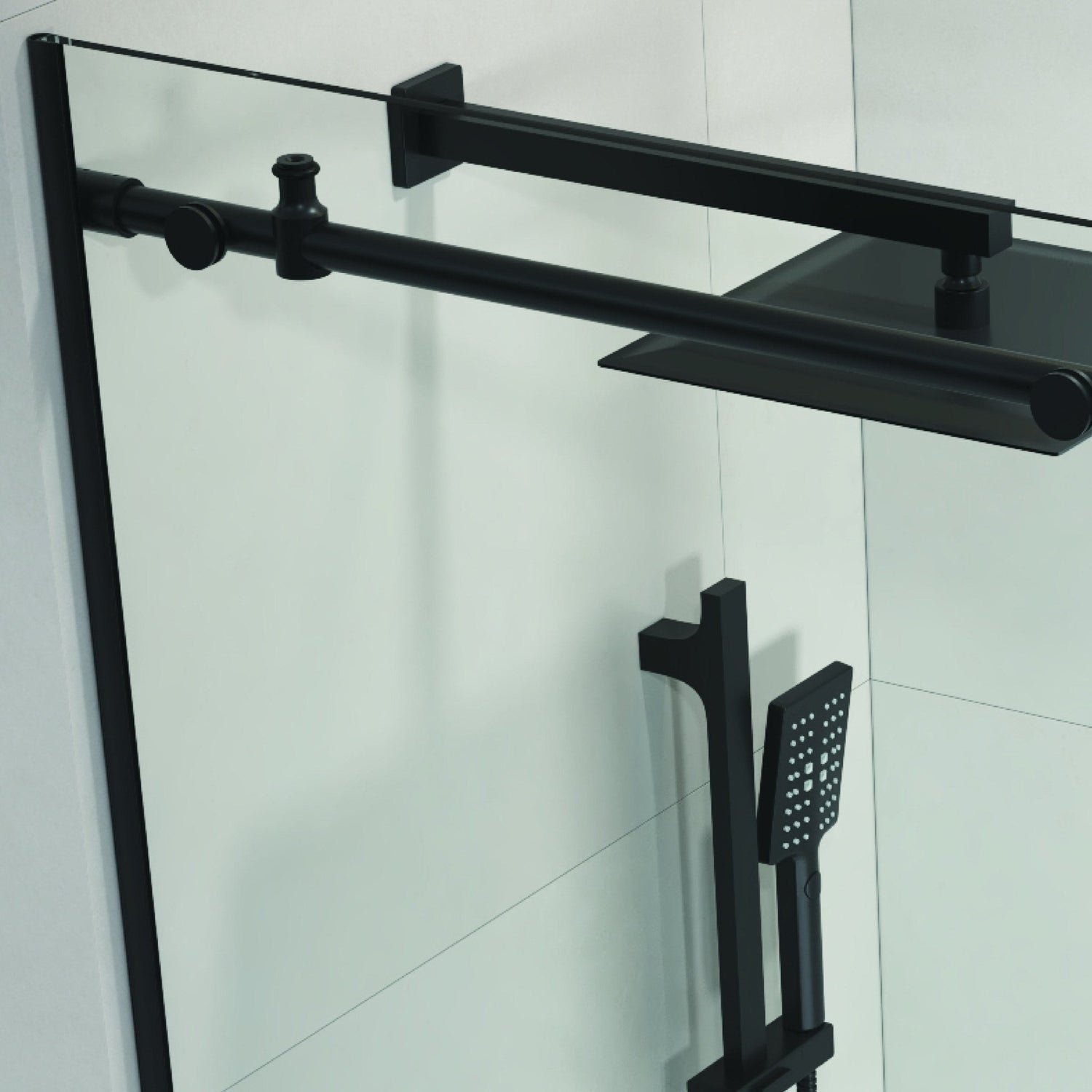 60 in. W x 76 in. HSliding Frameless Shower Door in Matte Black with Clear Glass | Home Elegance USA