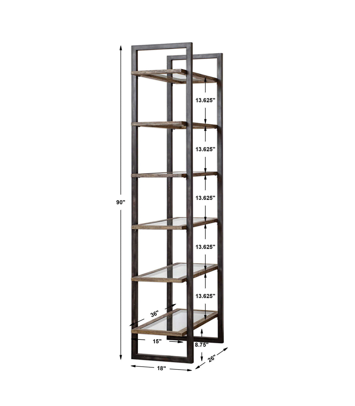 Olwyn Industrial Etagere - Dark Brown / Dark Gray by Uttermost - View 7