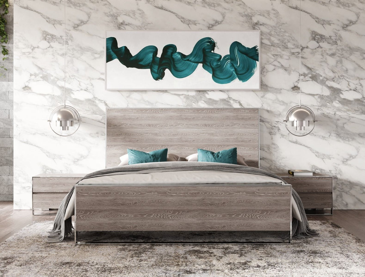 Eastern King Charlene Modern Grey Elm & Stainless Steel Bed