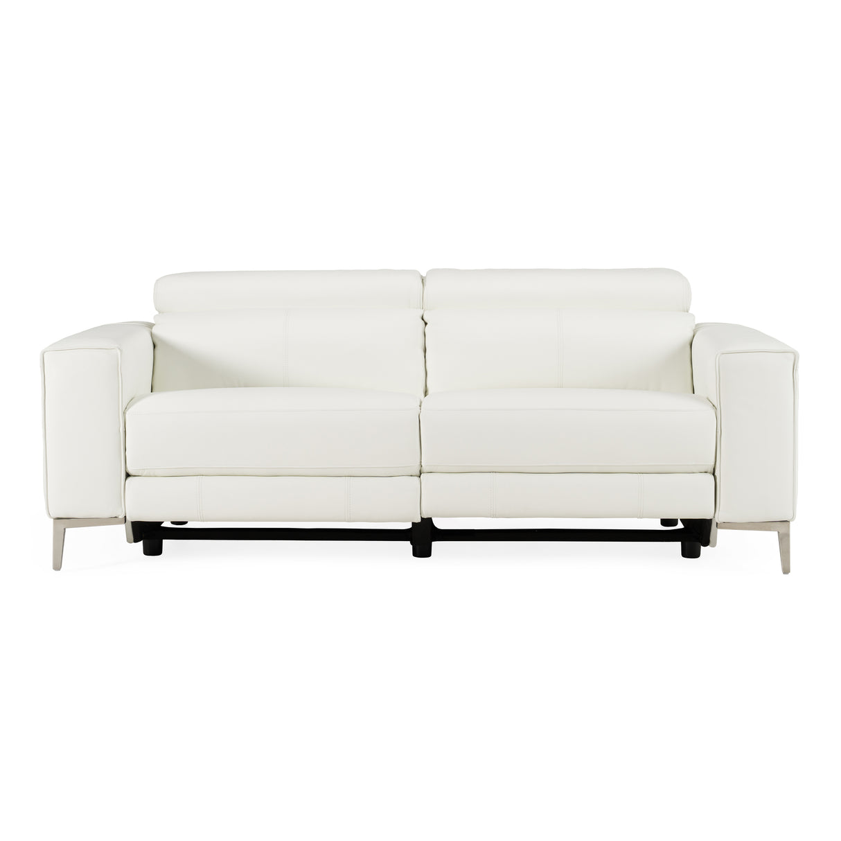 Chignik - Modern White Leather Sofa w/ 2 Recliners - View Image 1