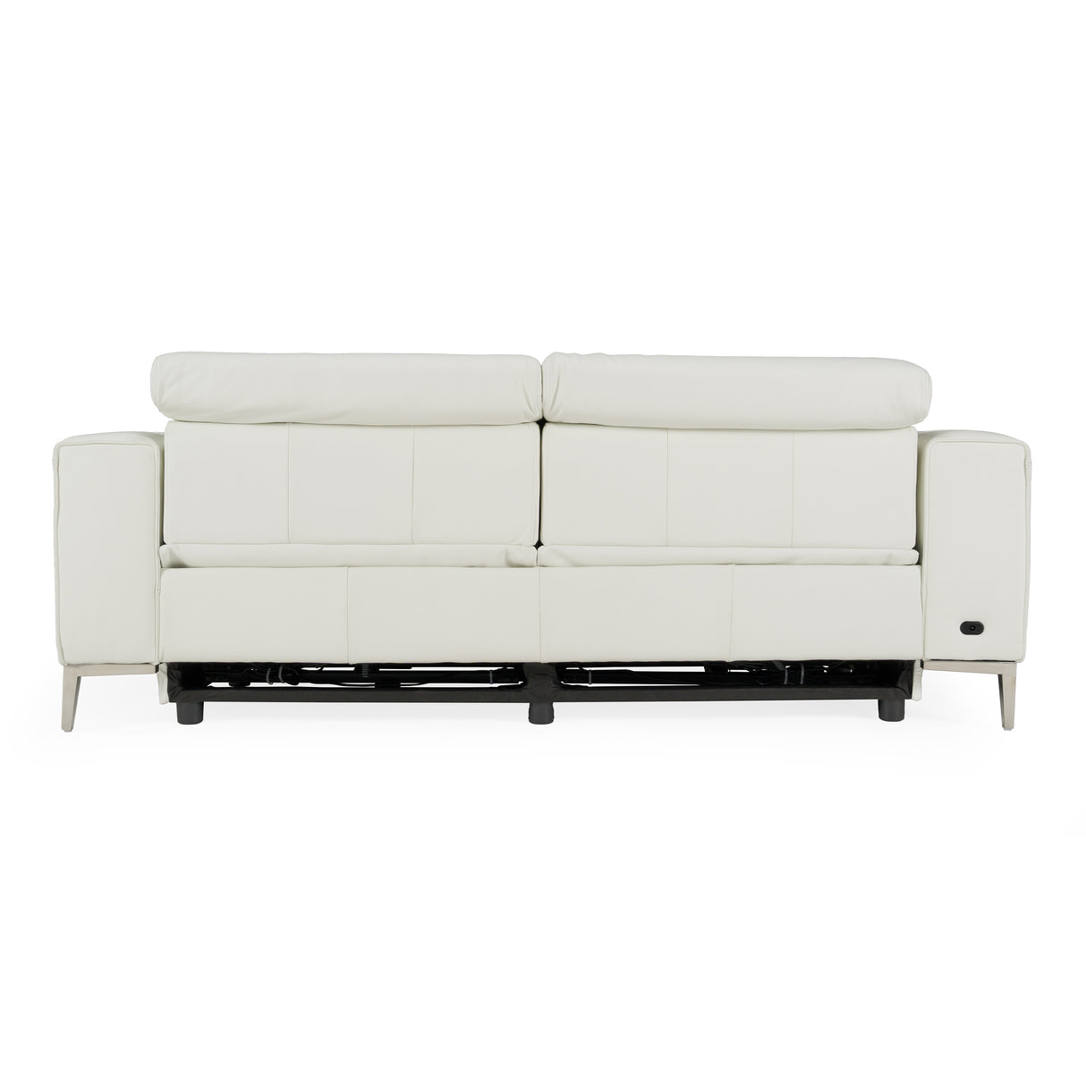 Chignik - Modern White Leather Sofa w/ 2 Recliners - View Image 1