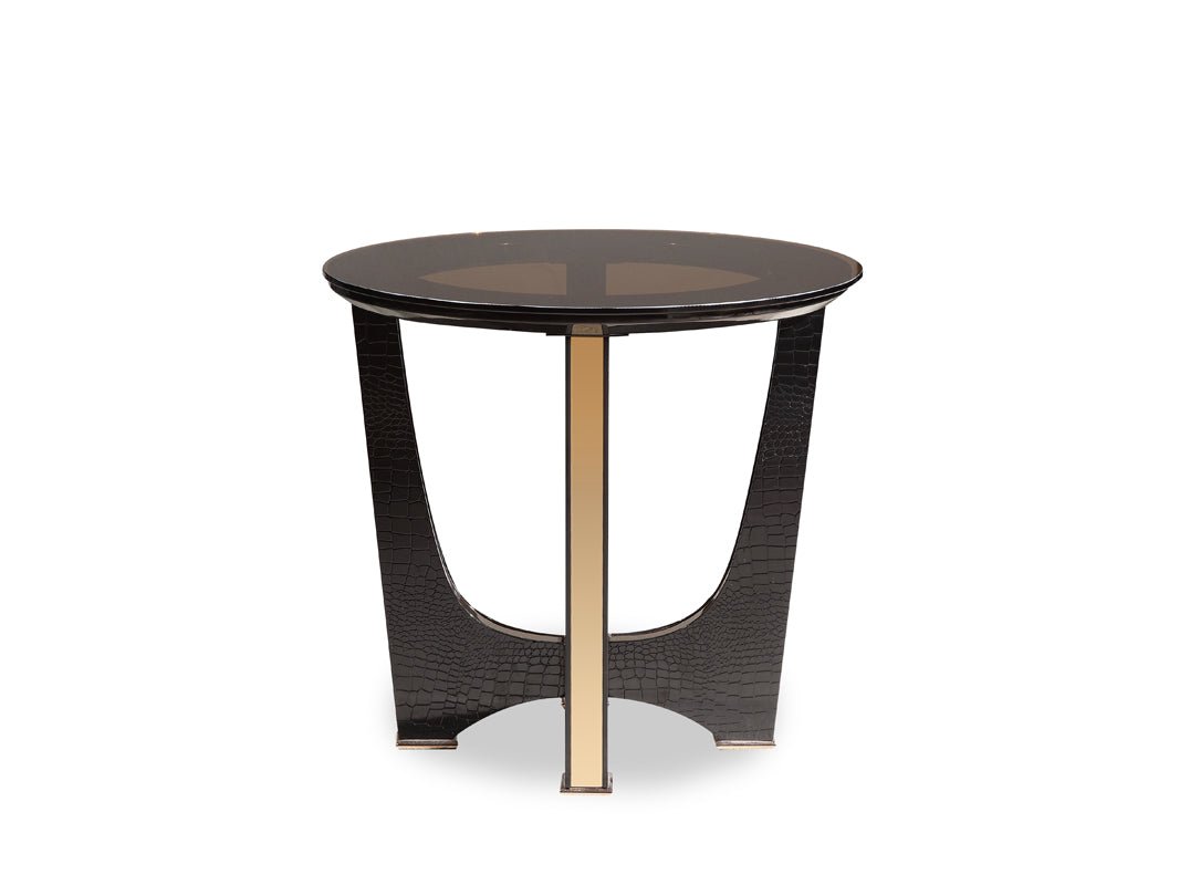 A&X Talin Modern Black Crocodile & Rosegold End Table | Home Elegance USA