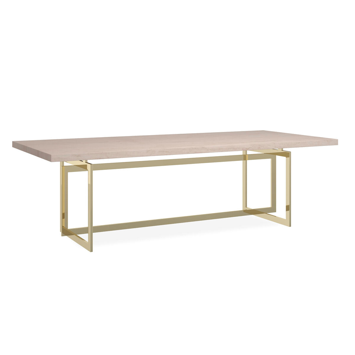 Wish You Were Here 100" Travertine Dining Table with Whisper of Gold Base – Caracole