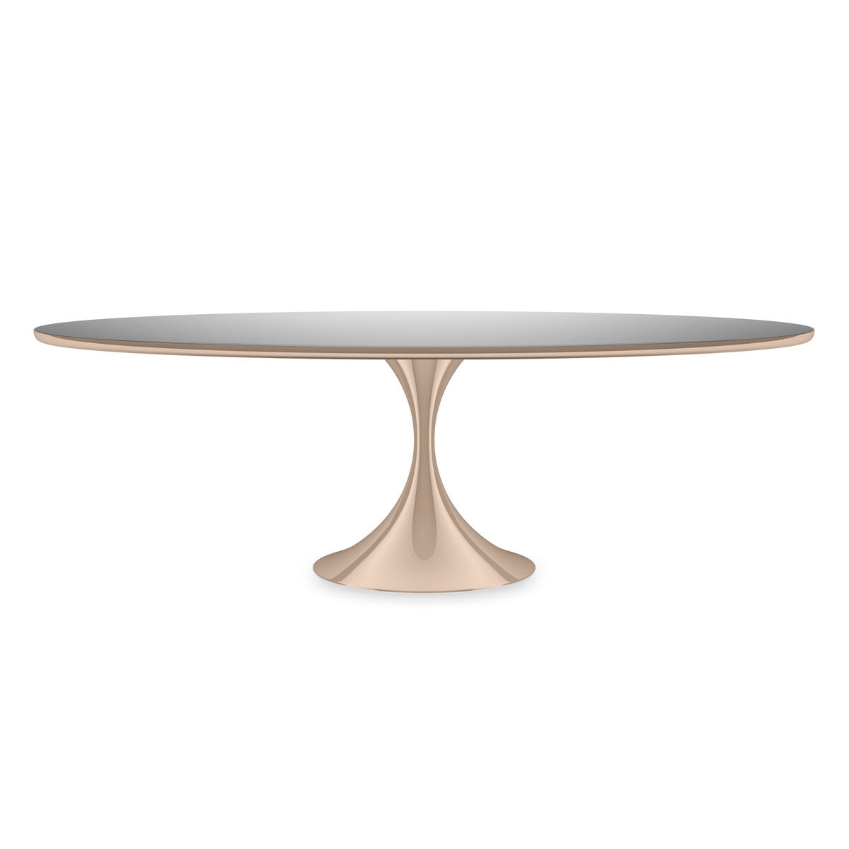 Semper 96" Oval Dining Table with Silver Mirror Top and Whisper of Gold Base – Caracole