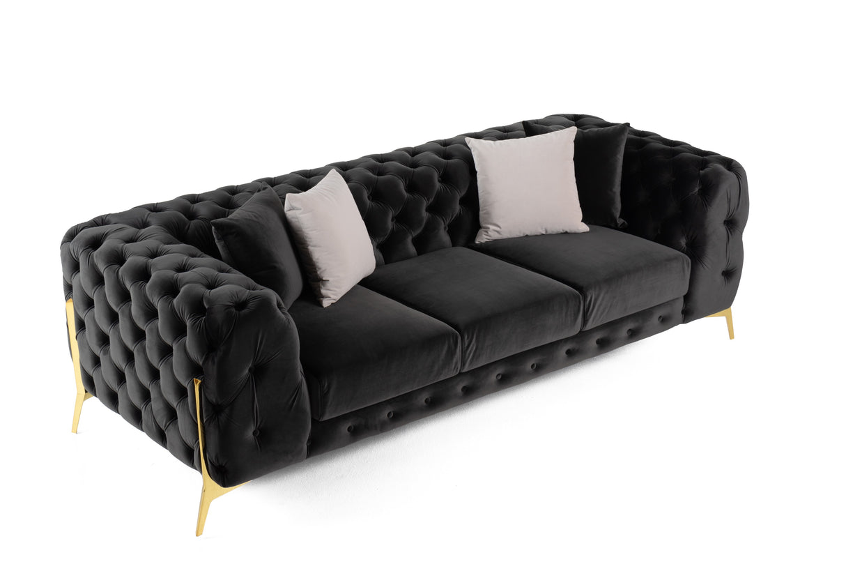 Clarice - Transitional Black Velvet Sofa - View Image 1