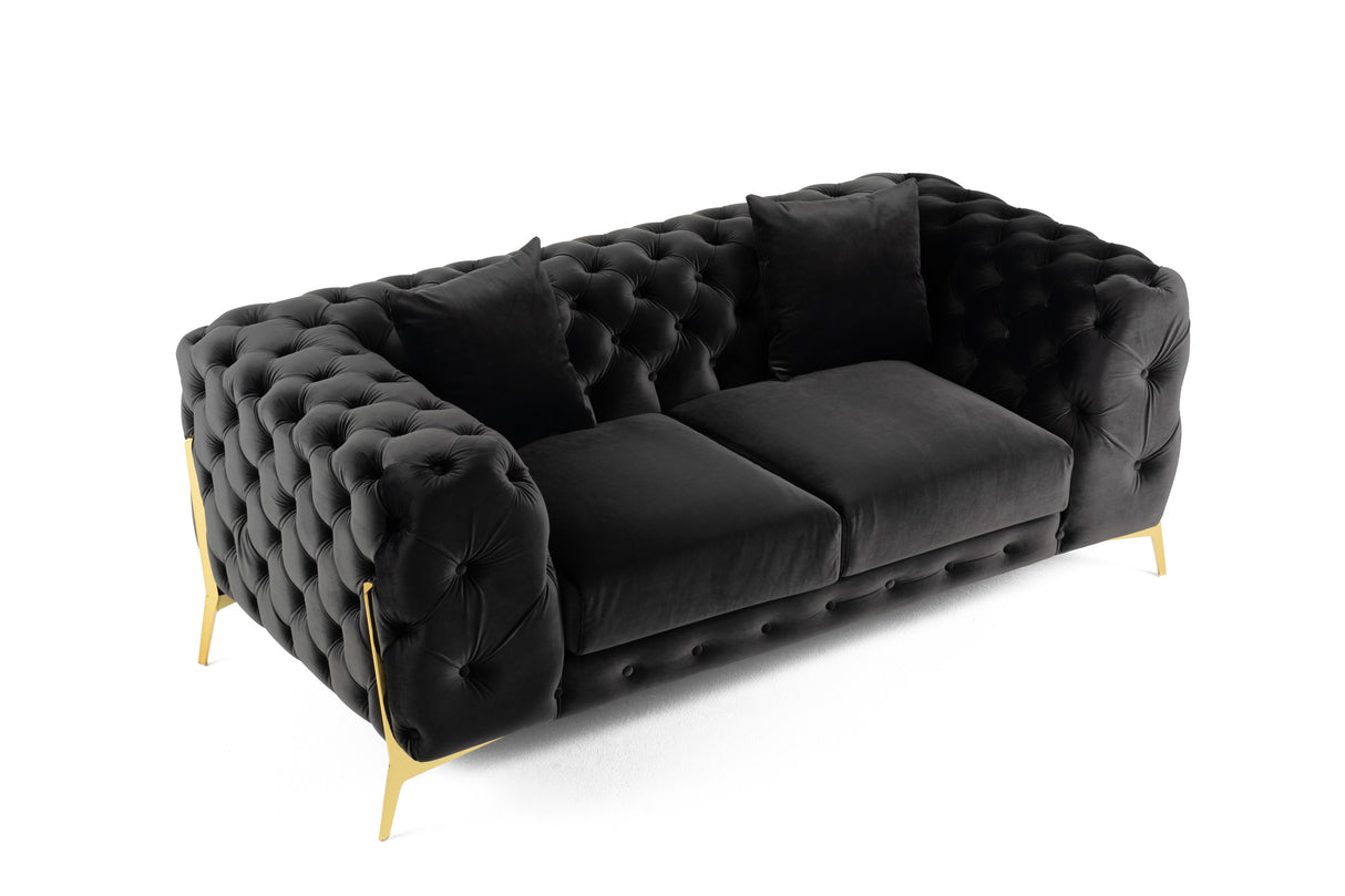 Clarice - Transitional Black Velvet Loveseat - View Image 1