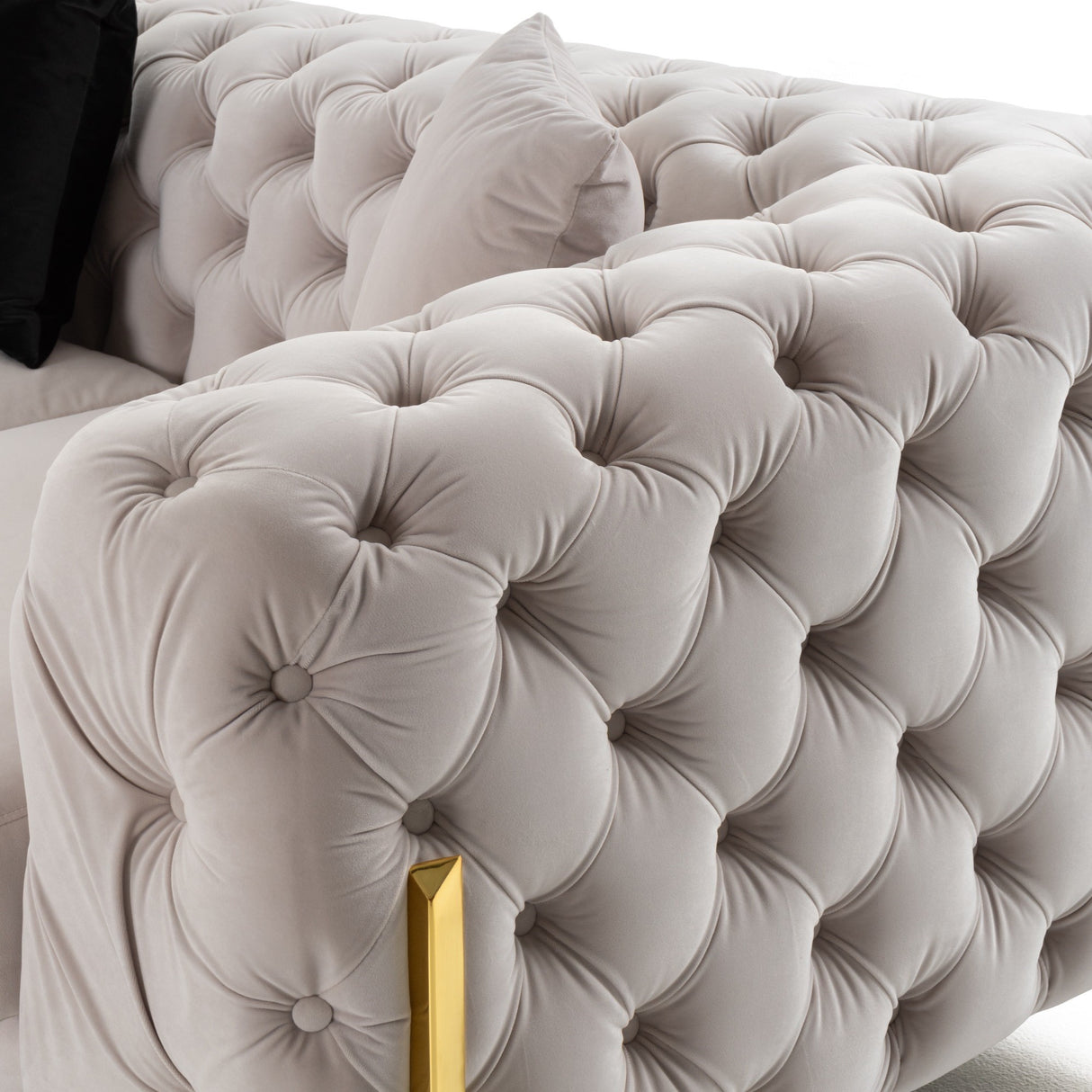 Clarice - Transitional Light Beige Velvet Sectional Sofa - View Image 1
