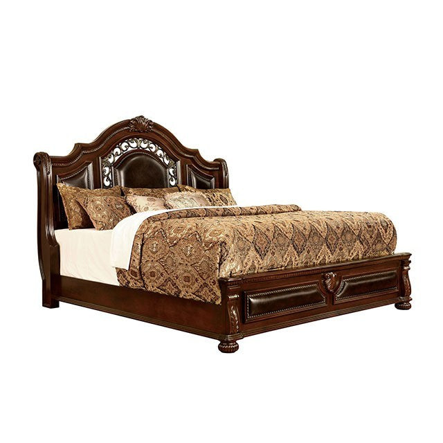 Flandreau Bed in Brown Cherry & Espresso – Traditional Wood Bed Frame | Home Elegance USA - Home Elegance USA