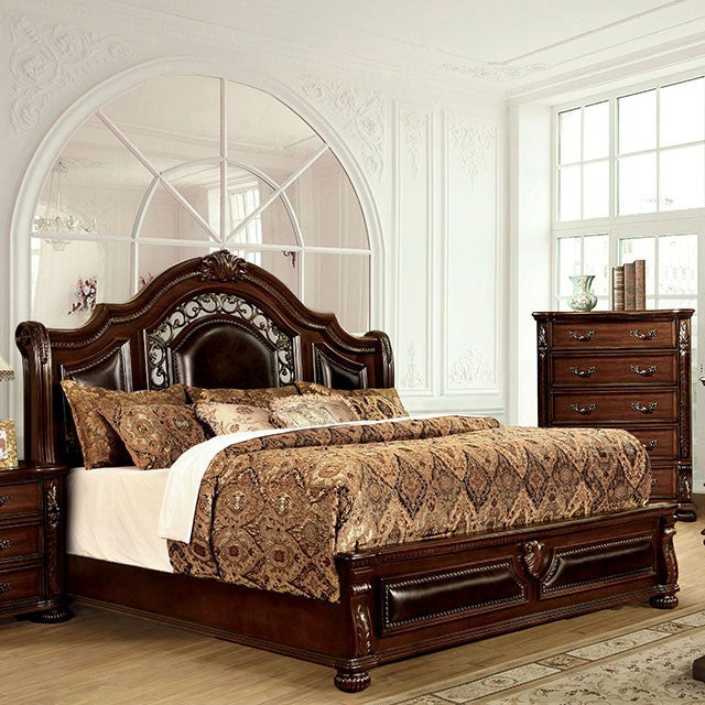 Flandreau Bed in Brown Cherry & Espresso – Traditional Wood Bed Frame | Home Elegance USA - Home Elegance USA