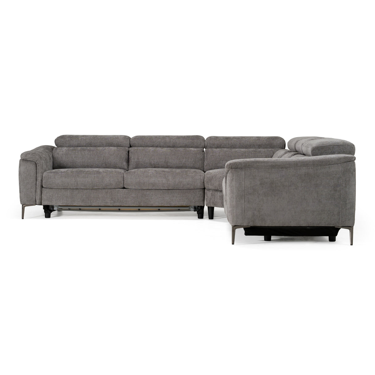 Coffman - Modern Grey Fabric Sectional Sofa w/ Sofa Bed + Recliner - View Image 1