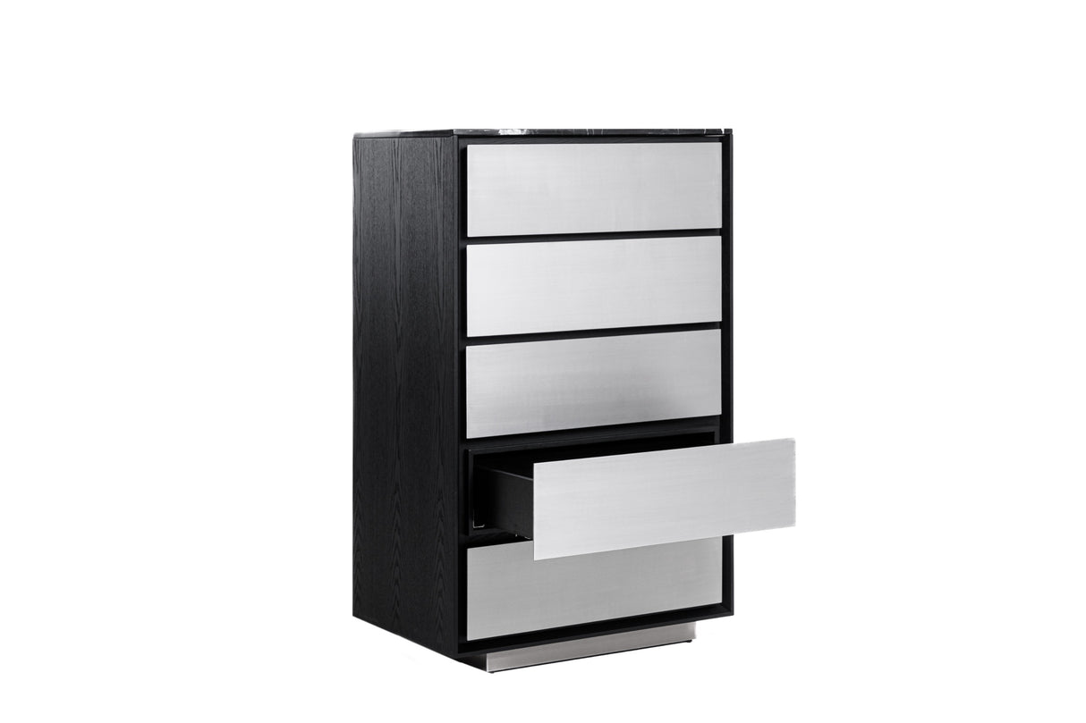 Concord - Modern Black Marble + Black Ash + Aluminum Chest - View Image 1