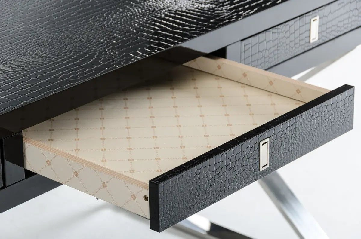 A&X Congress Transitional Black Crocodile Desk Vgunas706 - 150 - Blk | Home Elegance USA