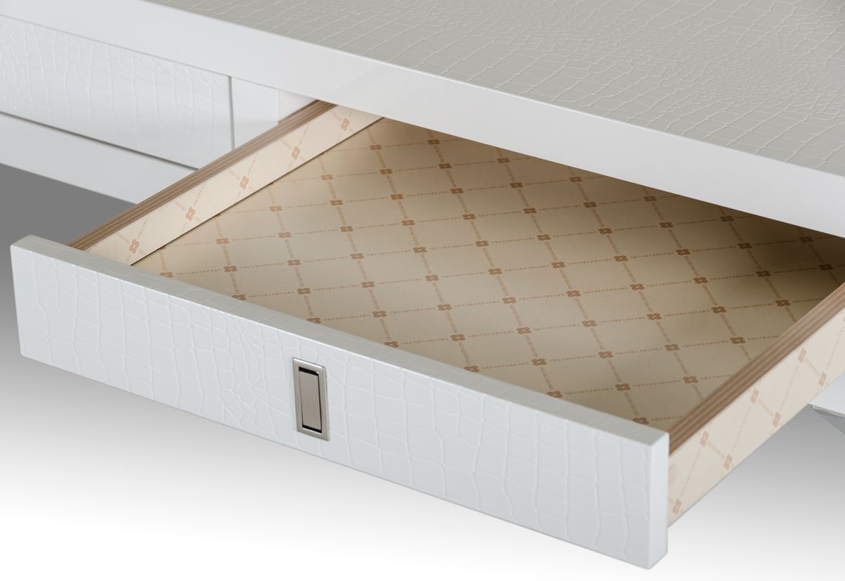 A&X Congress Transitional White Crocodile Office Desk - sold by Home Elegance USA