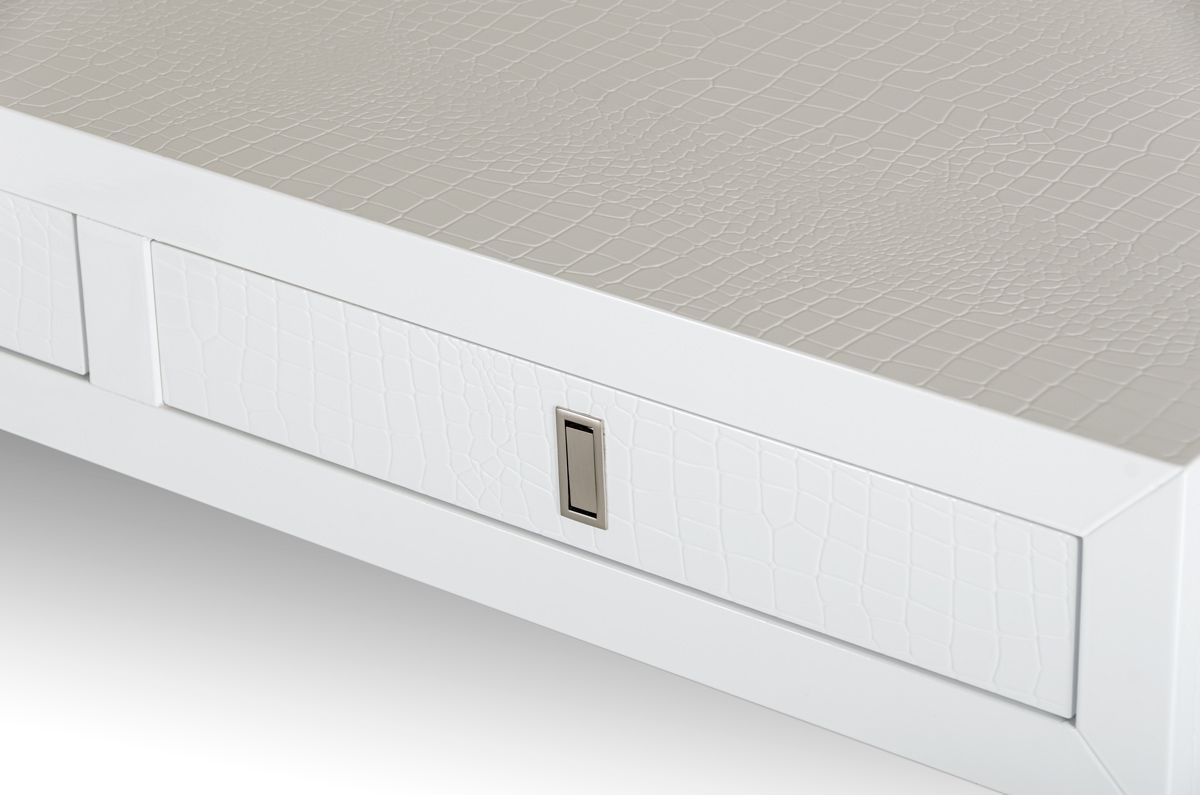 A&X Congress Transitional White Crocodile Office Desk - sold by Home Elegance USA