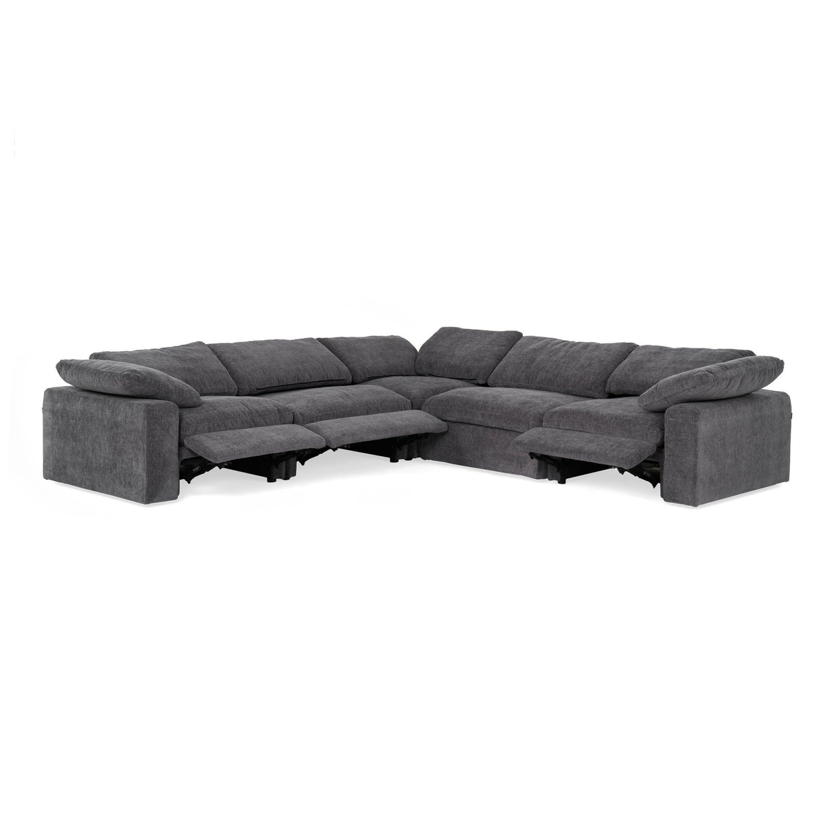 Divani Casa Corinth - Modern Dark Gray Fabric Sectional Sofa with 3 Power Recliners