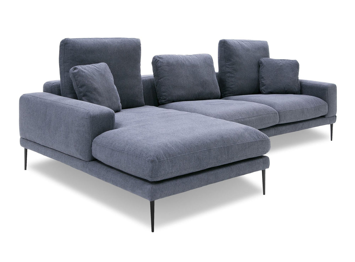 Divani Casa Corwith - Modern Blue Fabric Left Facing Sectional