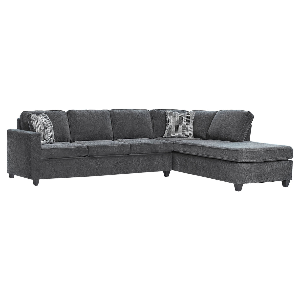 Johnston Dark Grey Cushion Back Sectional with Pillows