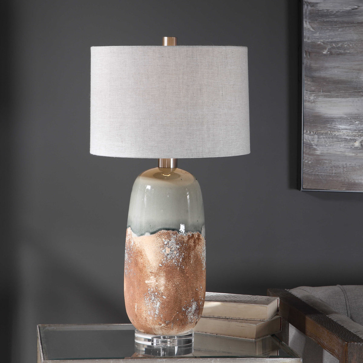 Maggie Ceramic Table Lamp - Light Brown / Silver by Uttermost - View 4