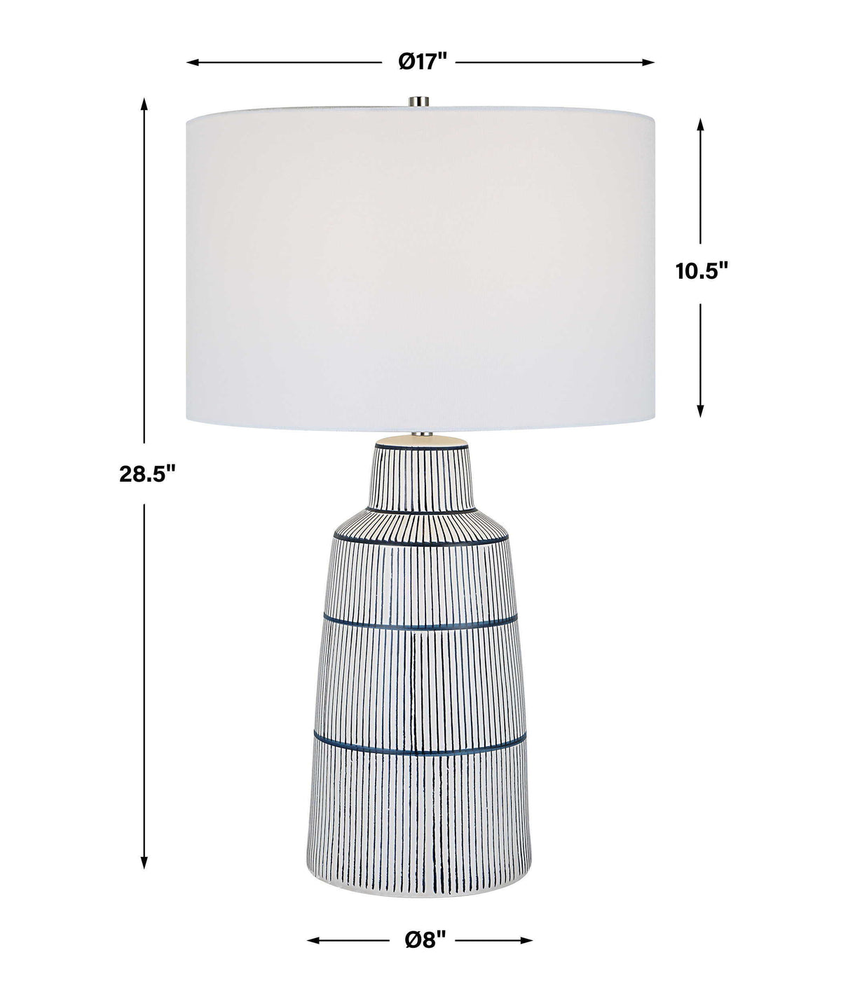 Breton Nautical Stripe Table Lamp - White by Uttermost - View 8
