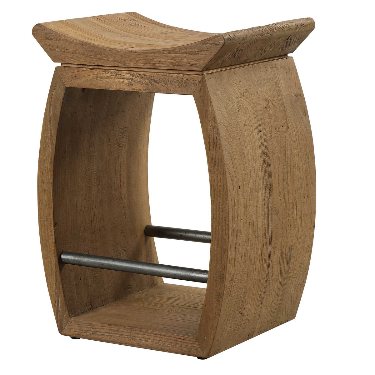 Connor Modern Wood Counter Stool - Light Brown / Black by Uttermost - View 4
