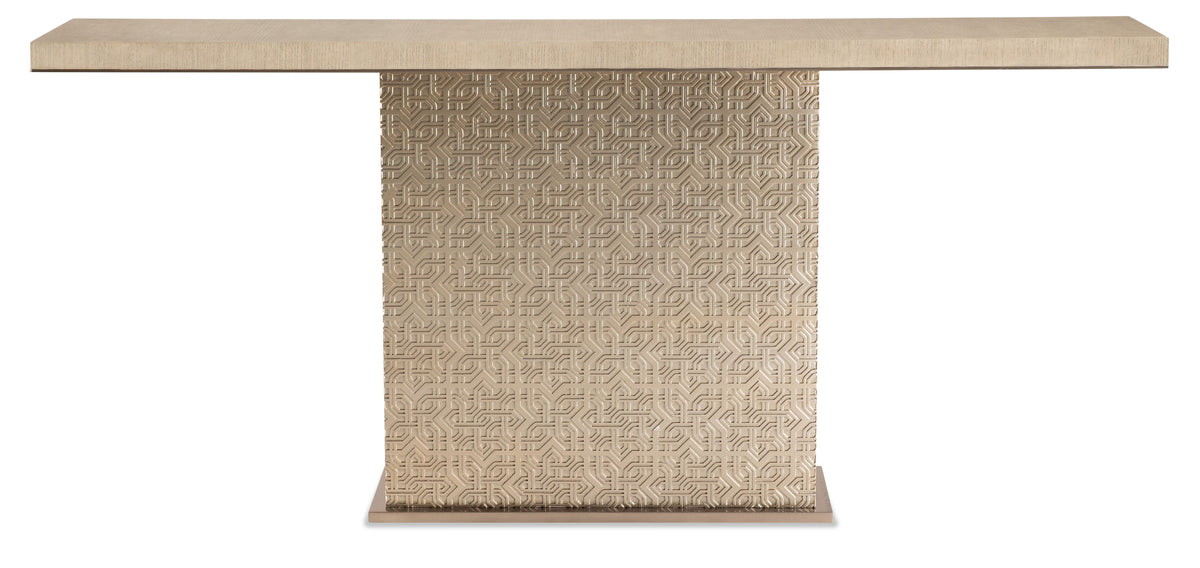 Geometry Console Table Polished Limestone - Beige / Gold by Hooker Furniture - View 2