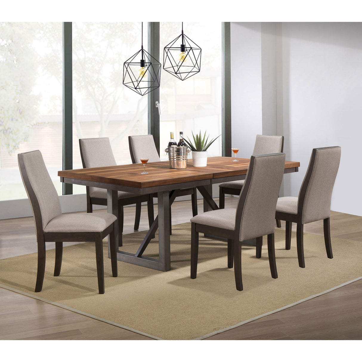 Holloway Natural Walnut and Grey 7-piece Dining Set - sold by Home Elegance USA