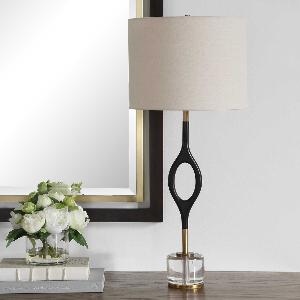Maryam Cordless Led Buffet Lamp Black / Bronze - Black / White by Uttermost - View 3