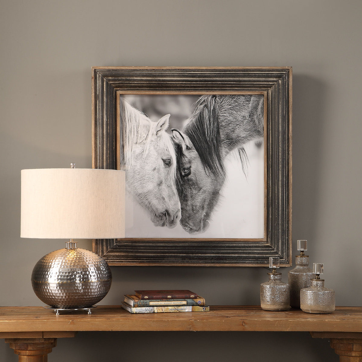 Custom Black And White Horses Print - Dark Brown / Silver by Uttermost - View 6