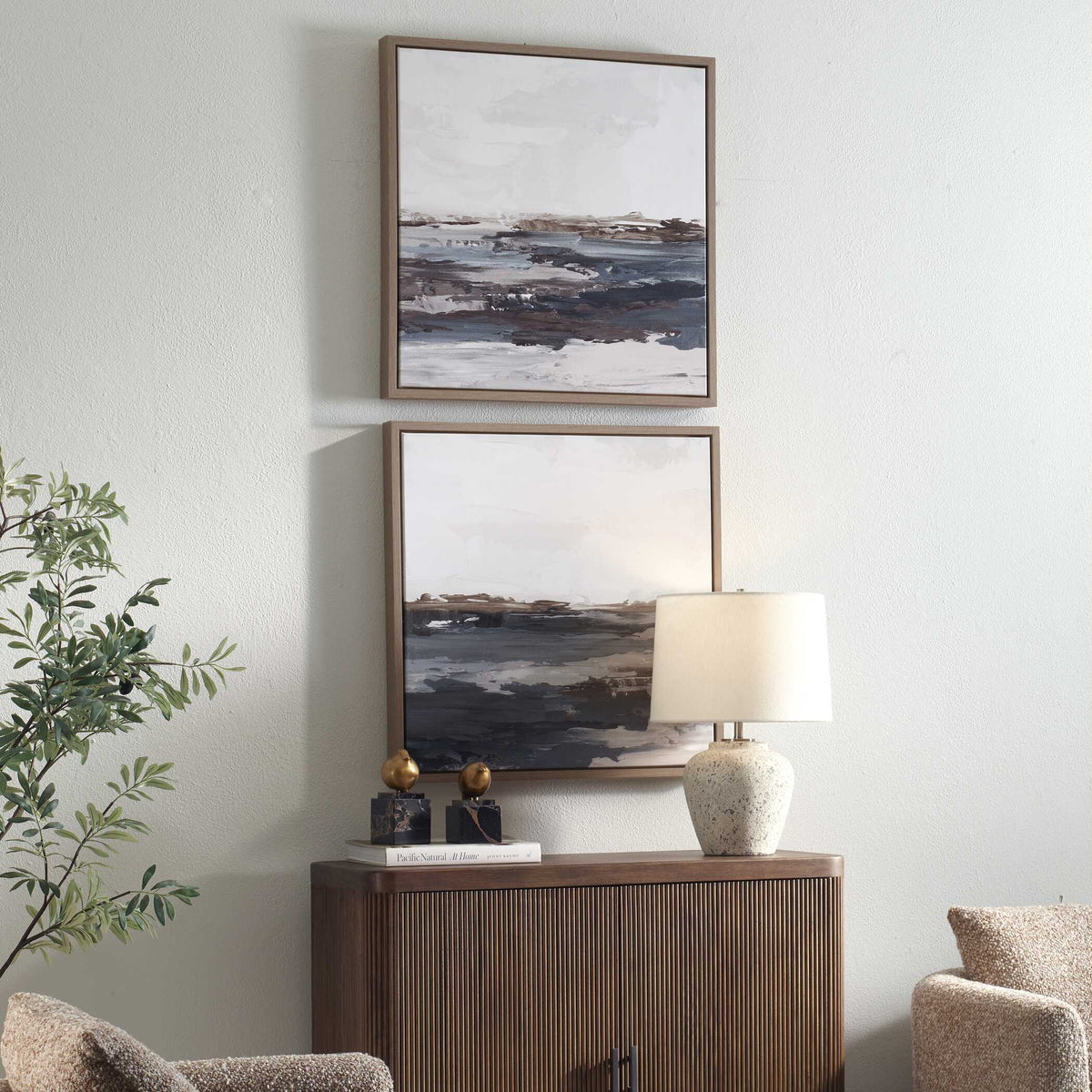 Bring Me In Framed Landscape Painting (Set of 2) Blue / Brown / Pink / Purple / White - Blue / Dark Brown by Uttermost - View 3