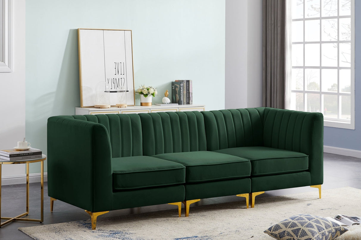 Alina - Modular Sectional 3 Piece - Green | Home Elegance USA