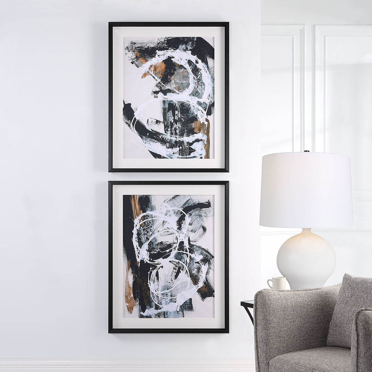 Winterland Abstract Prints (Set of 2) - Black by Uttermost - View 2