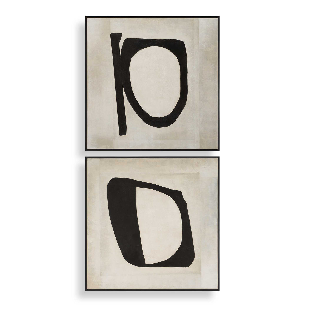 Characters Abstract Art (Set of 2) - Black / Beige by Uttermost - View 1